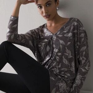 White House Black Market Silver Jetsetter Tunic Blouse SP